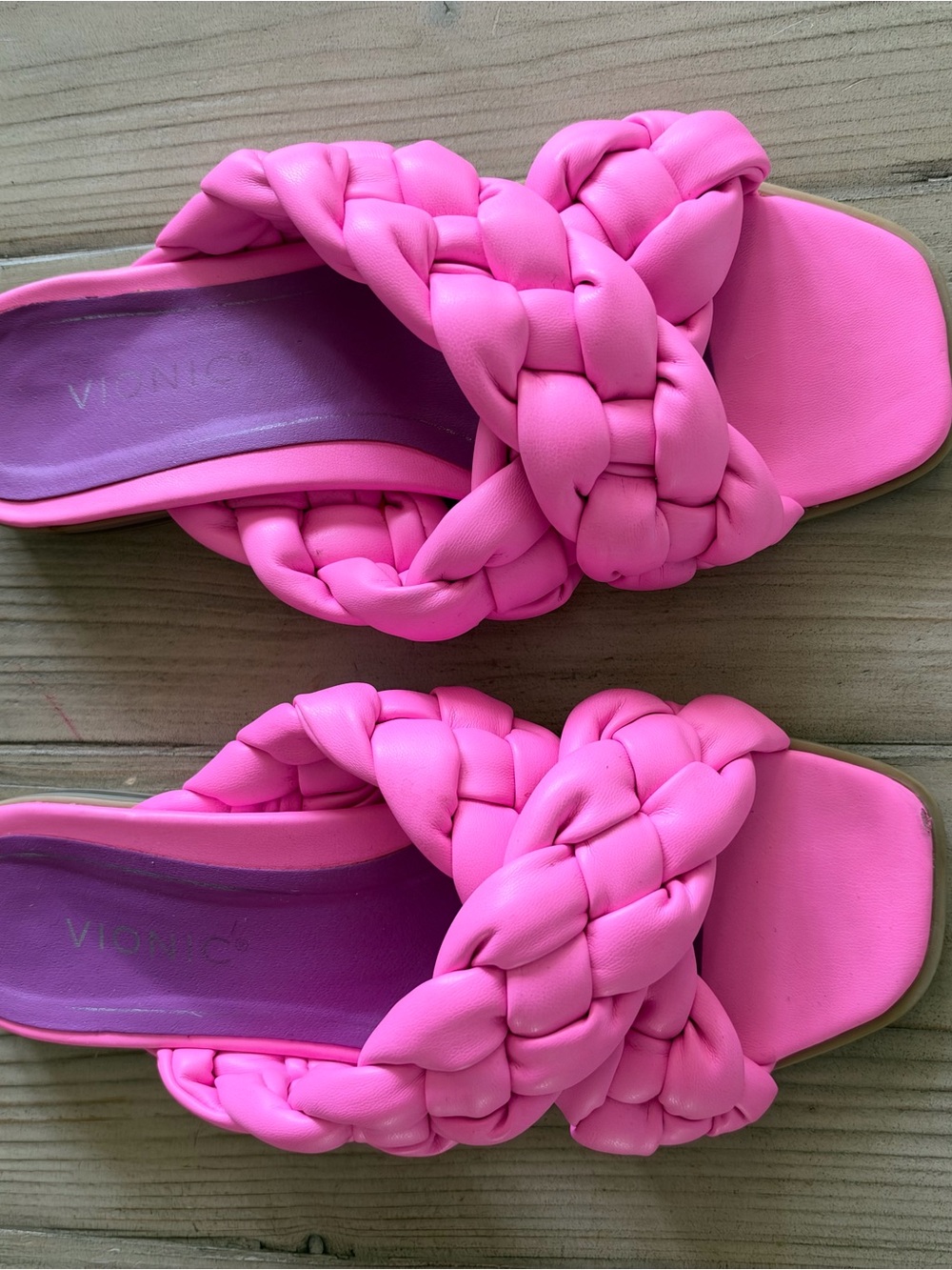 Braided Slide Sandals - Pink